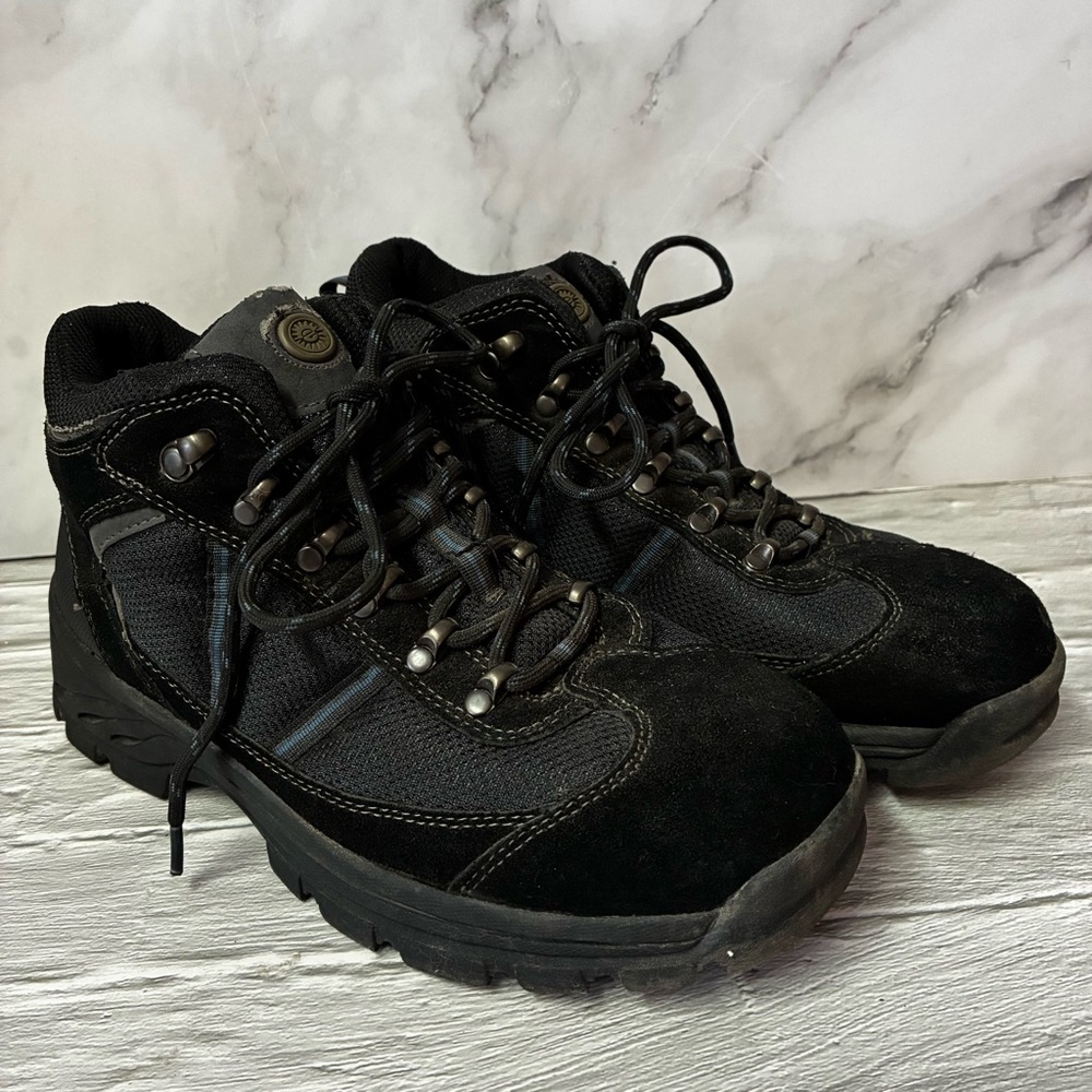 Earth Spirit Colorado Black Leather Hiking Boots Women's Size 9